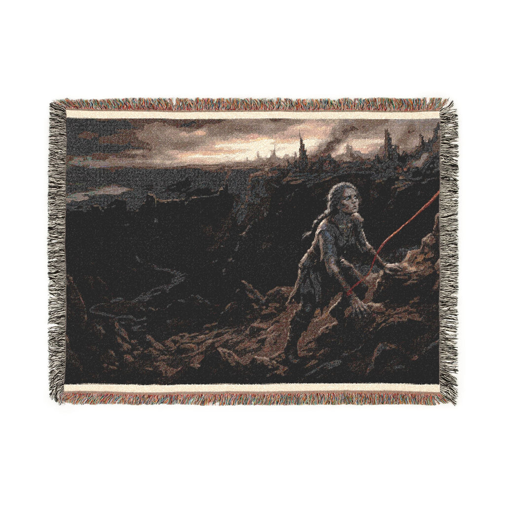 Viking Fisherman Woven Blanket – Norse Coastal Landscape Throw