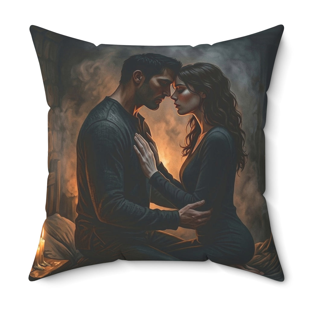 True Name Throw Pillow - Candlelit Dark Romance Accent Cushion