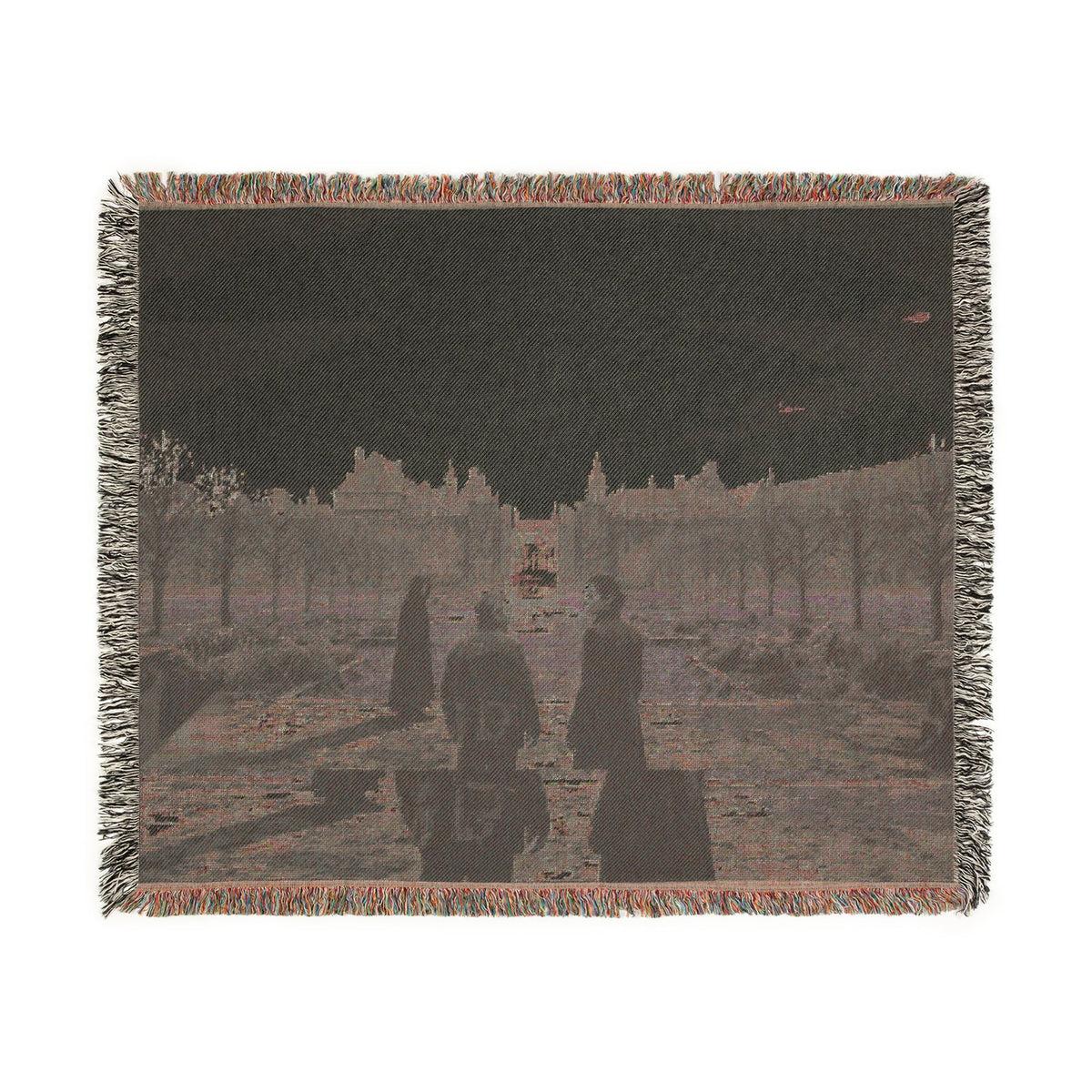 Gothic Castle Scene Woven Blanket — Vintage Travelers Tapestry Throw