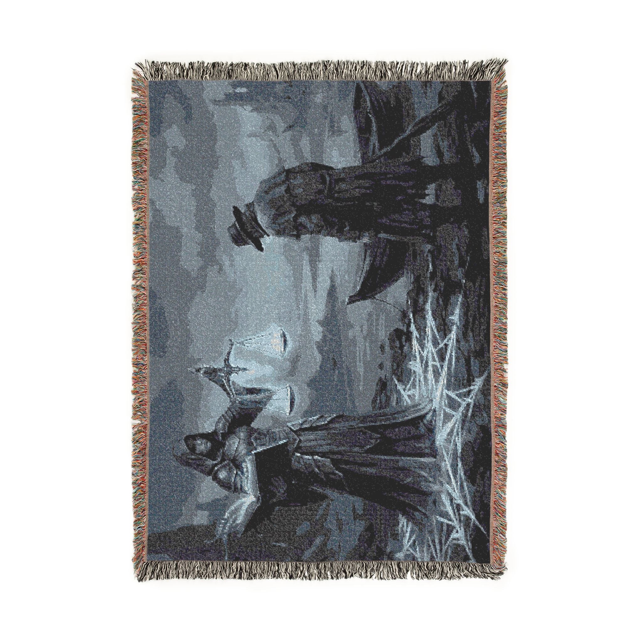 Old Sea Tale Woven Blanket — Viking Mythic Tapestry Throw