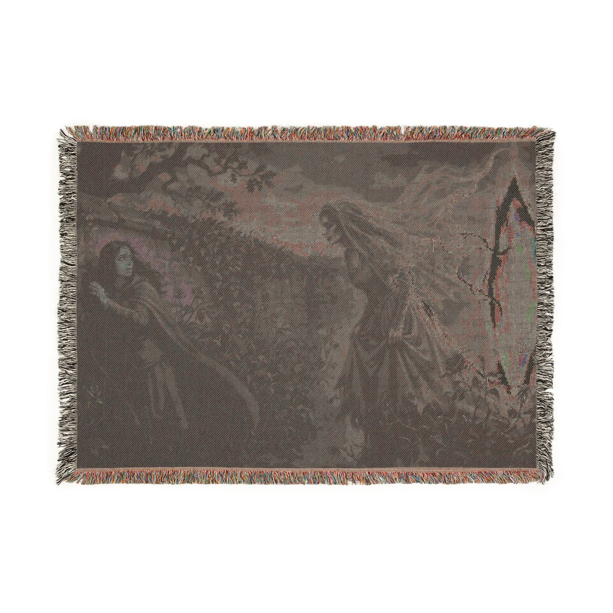 Midnight Ink Woven Blanket — Occult Mystic Tapestry Throw