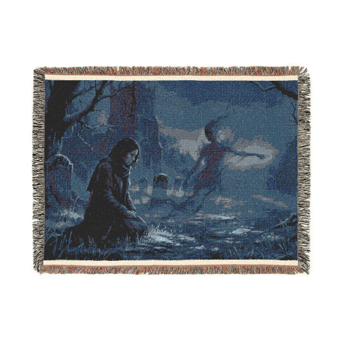 Dusk Forest Woven Blanket — Witchy Mystic Twilight Throw