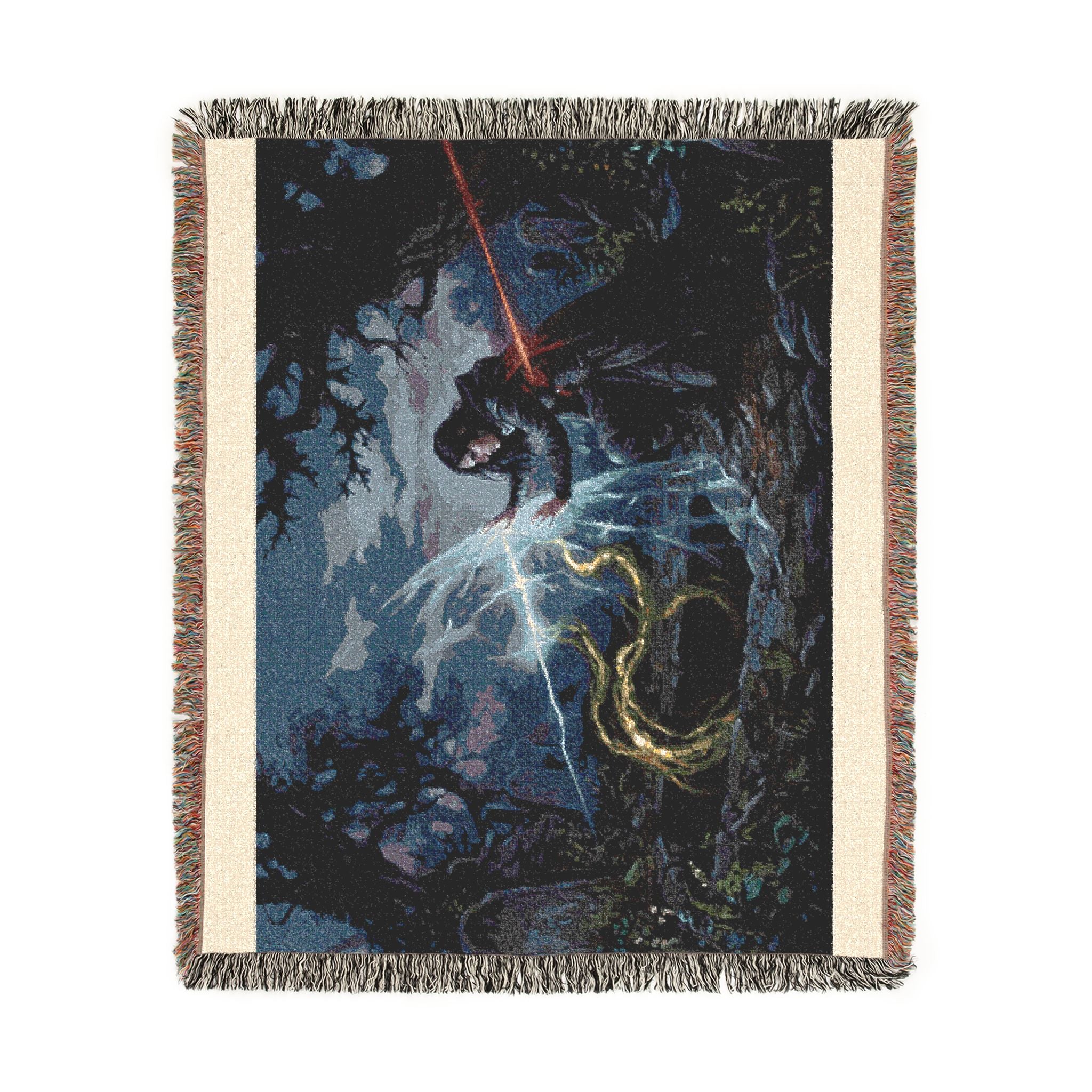 Dragon Knight Woven Blanket – Fantasy Battle Tapestry Throw