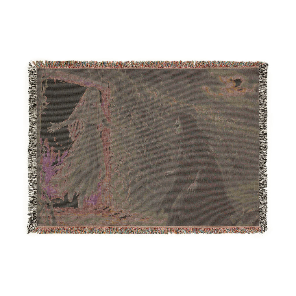 Gothic Mirror Woven Blanket — Haunting Phantom Reflection Throw
