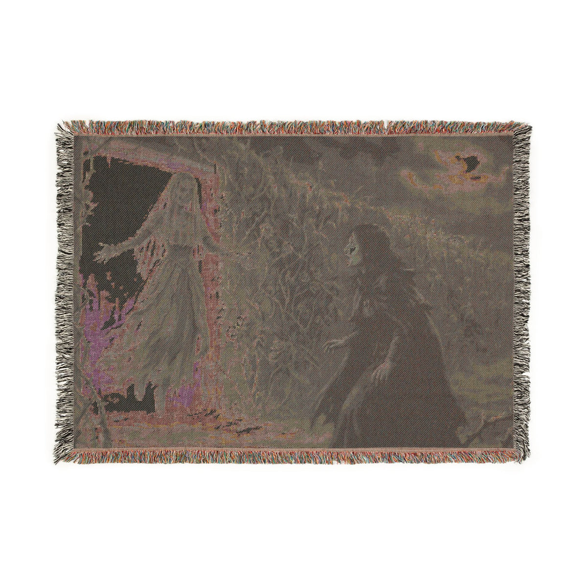 Gothic Mirror Woven Blanket — Haunting Phantom Reflection Throw