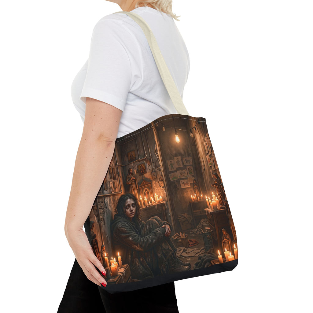 Candlelit Vigil Tote Bag - Gothic Shrine Dark Romance Book Bag