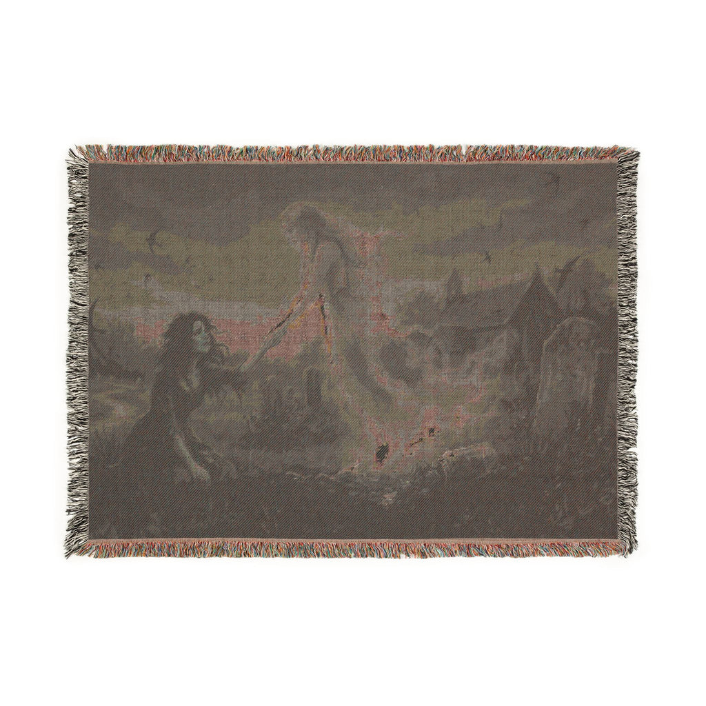 Gothic Angel & Mourner Woven Blanket — Haunted Night Throw