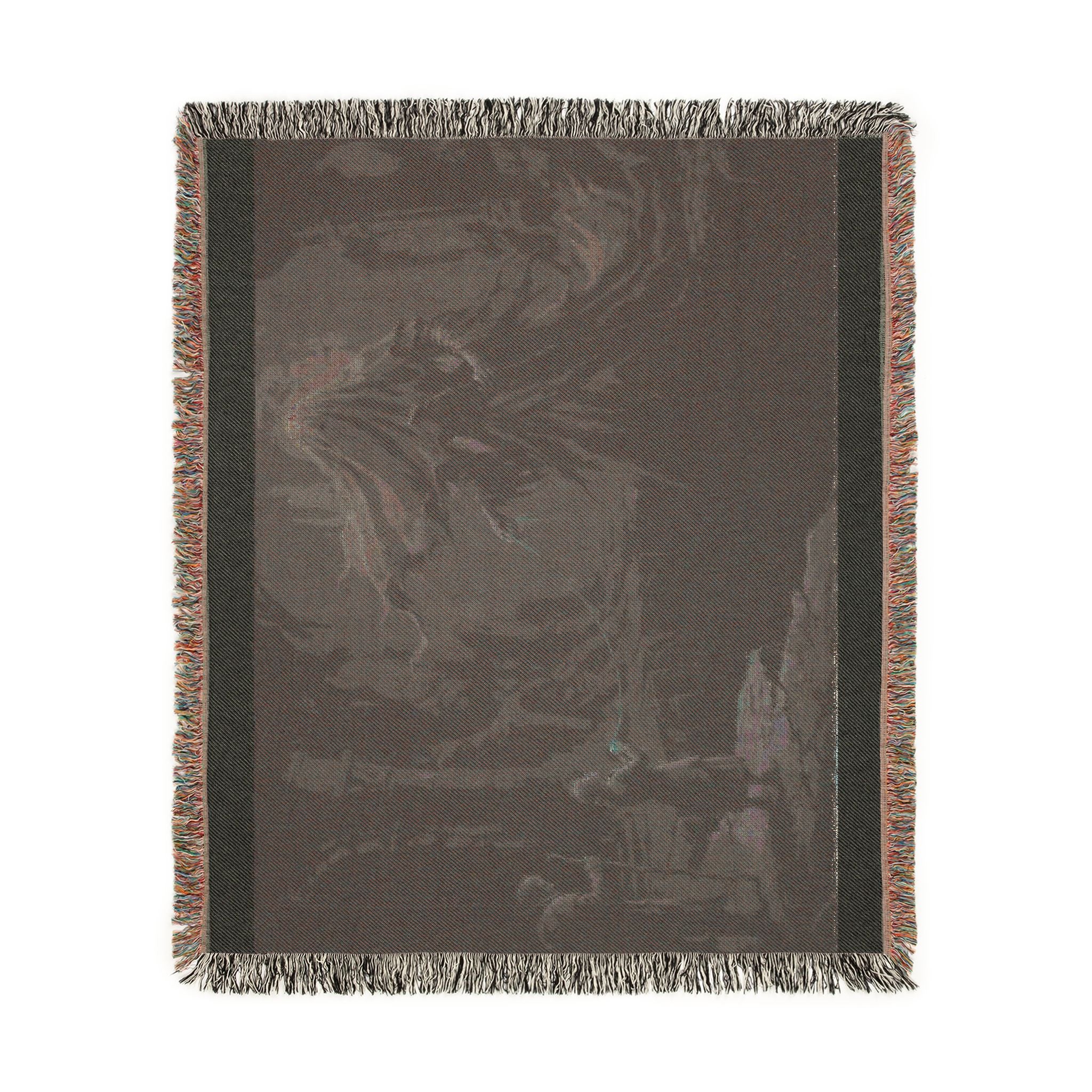 Gothic Forest Woven Blanket – Haunted Hooded Figure Throw for Dark Fantasy Fans