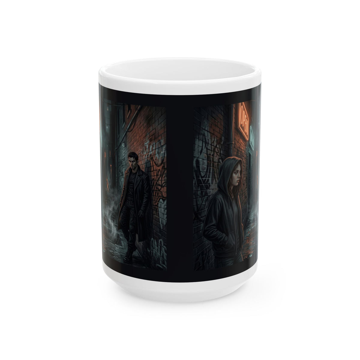 The Hunters Alley Ceramic Mug - Neon Noir Dark Romance Coffee Cup