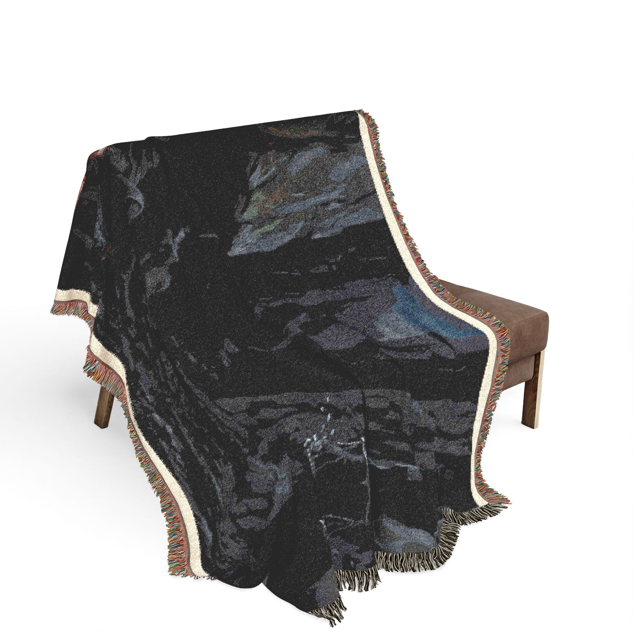 Gothic Cavern Woven Blanket — Dark Fantasy Cave Scene Throw