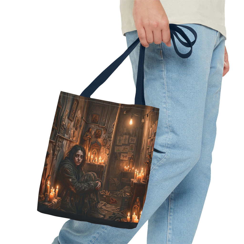 Candlelit Vigil Tote Bag - Gothic Shrine Dark Romance Book Bag