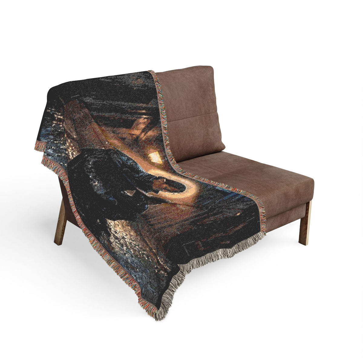 Sable in the Rain Woven Blanket — Cozy Night Reader Throw