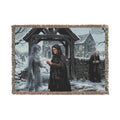 Woven Blanket — Vintage Winter Monastery Scene Throw