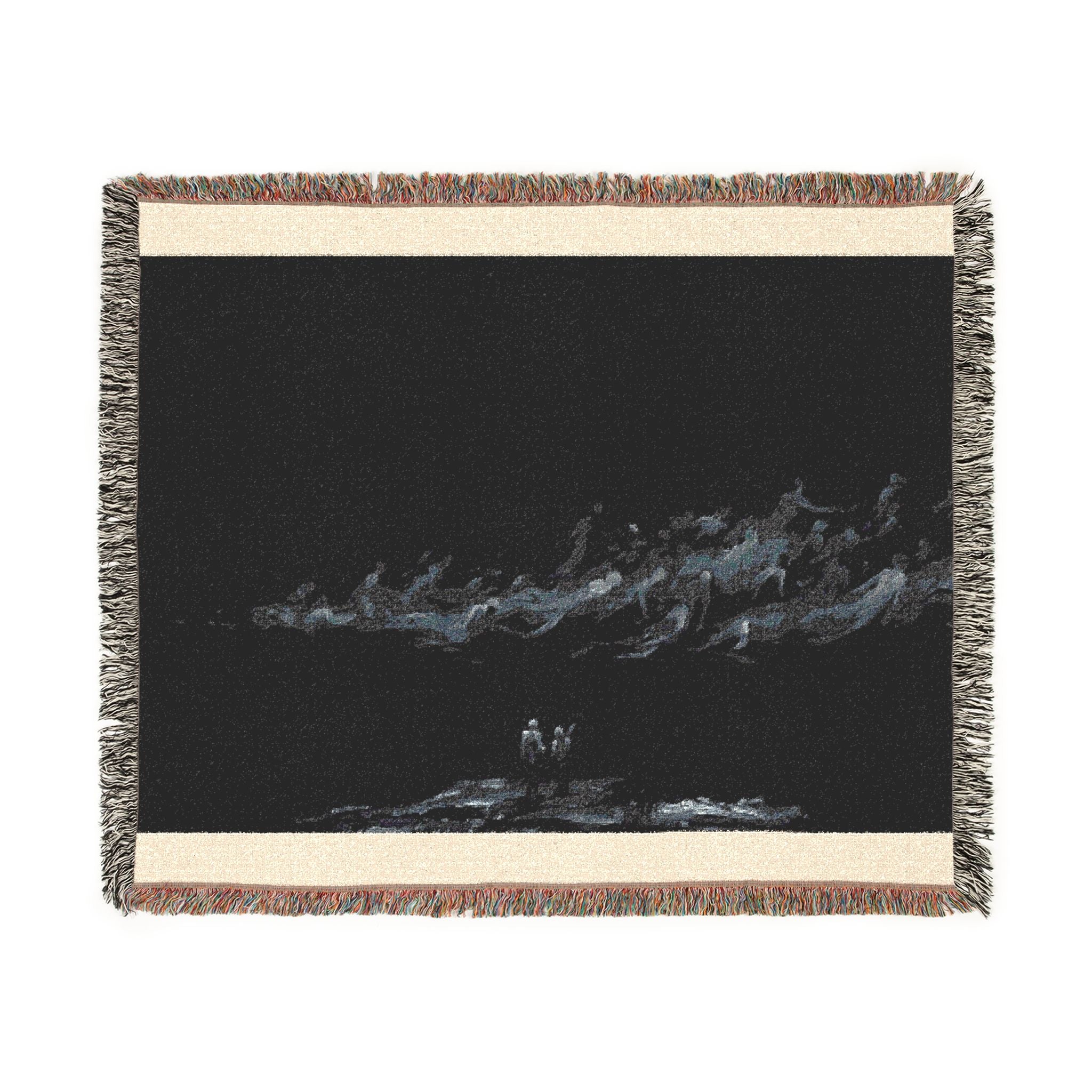 Woven Blanket - Subtle Night Sky Throw with Wispy Cloud Design