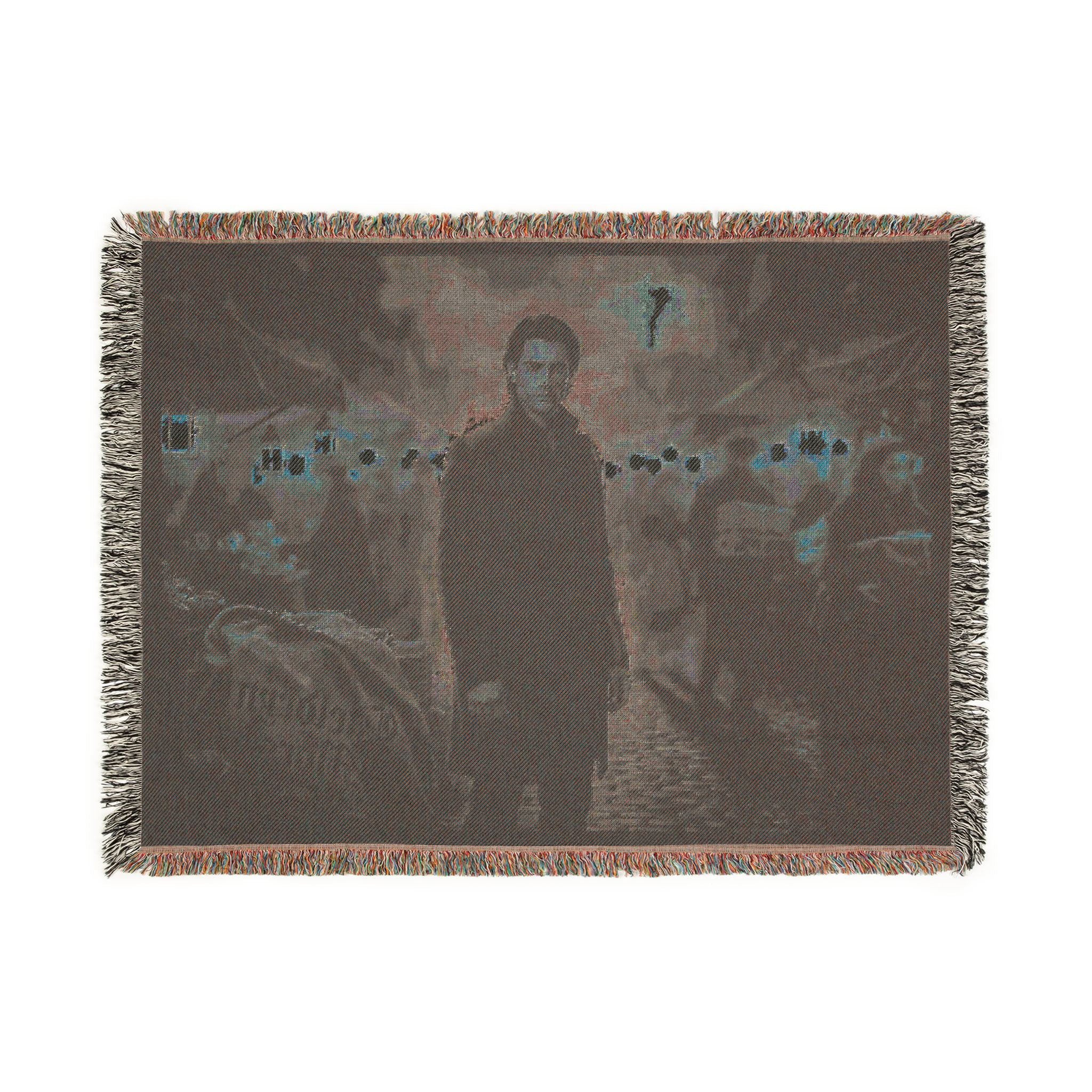 Demon in the Crowd Woven Blanket