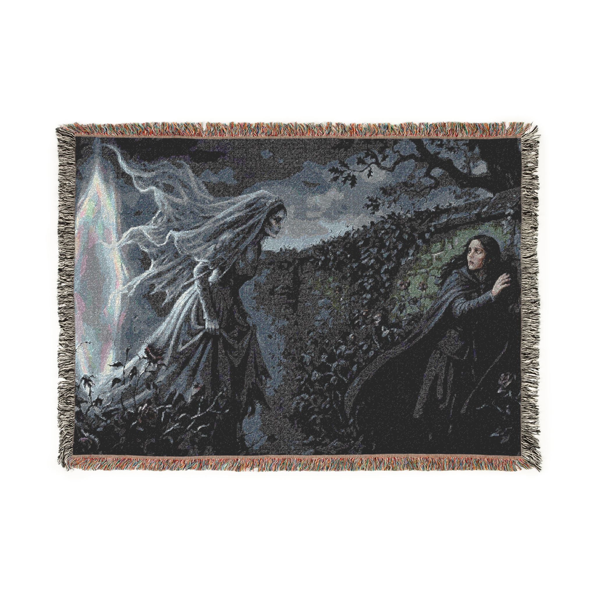 Midnight Ink Woven Blanket — Occult Mystic Tapestry Throw
