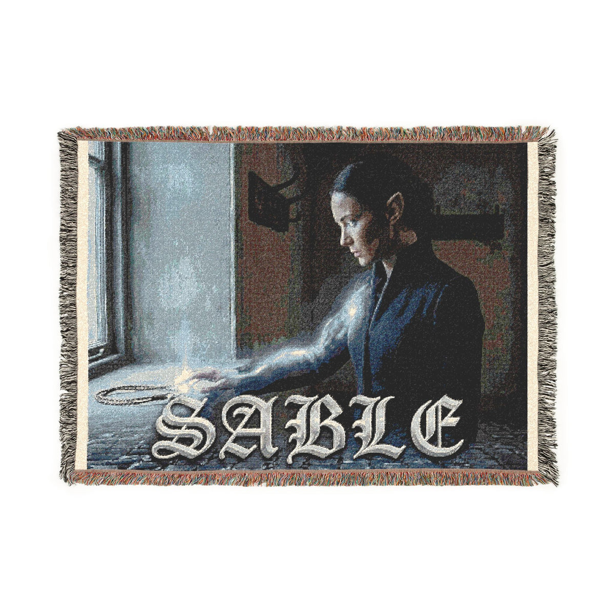 Woven Blanket — 'Sable' Vintage Girl at Window Tapestry Throw