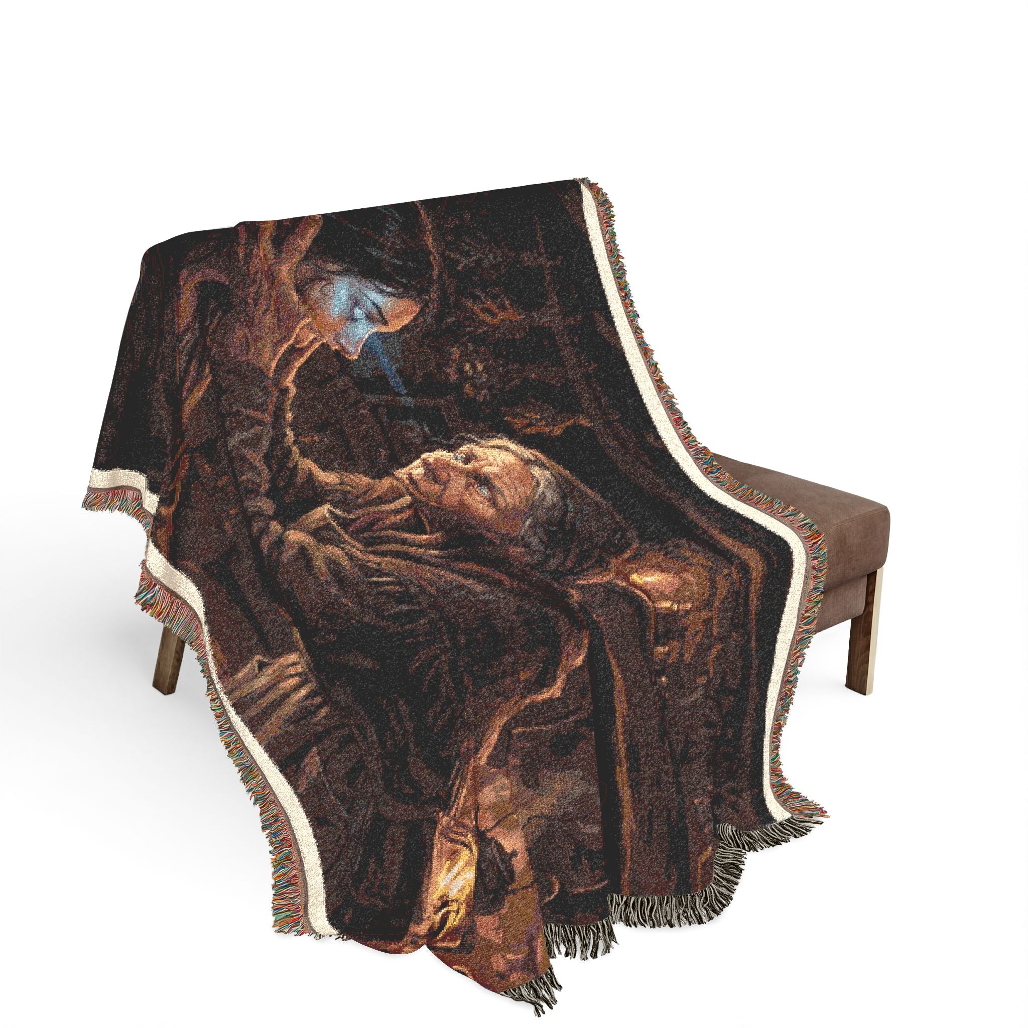 Candlelit Study Woven Blanket — Gothic Occult Reading Throw