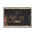 Firelit Reading Woven Blanket — Rustic Cabin Vintage Throw