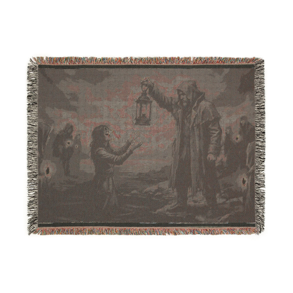 Lantern Light Woven Blanket — Gothic Reaching Hands Occult Throw