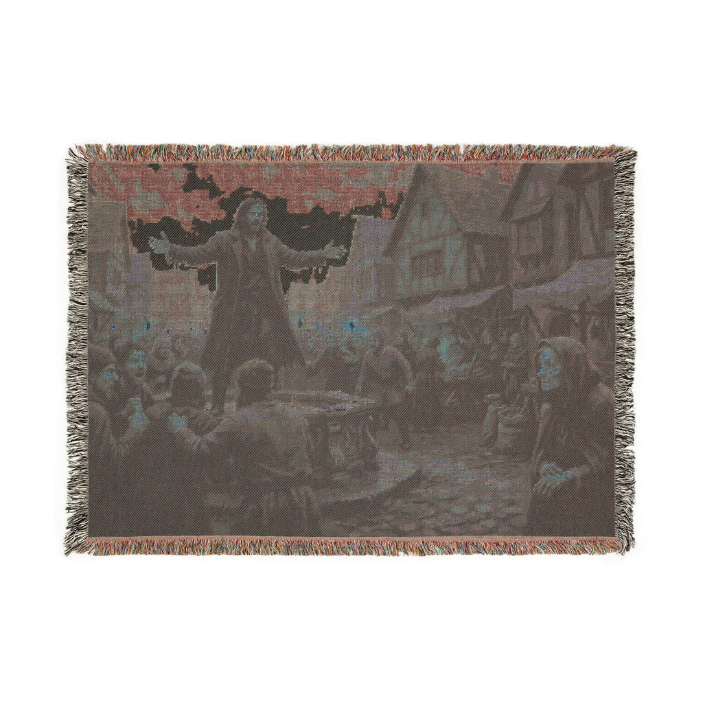 Medieval Town Woven Blanket — Renaissance Dark Fantasy Throw