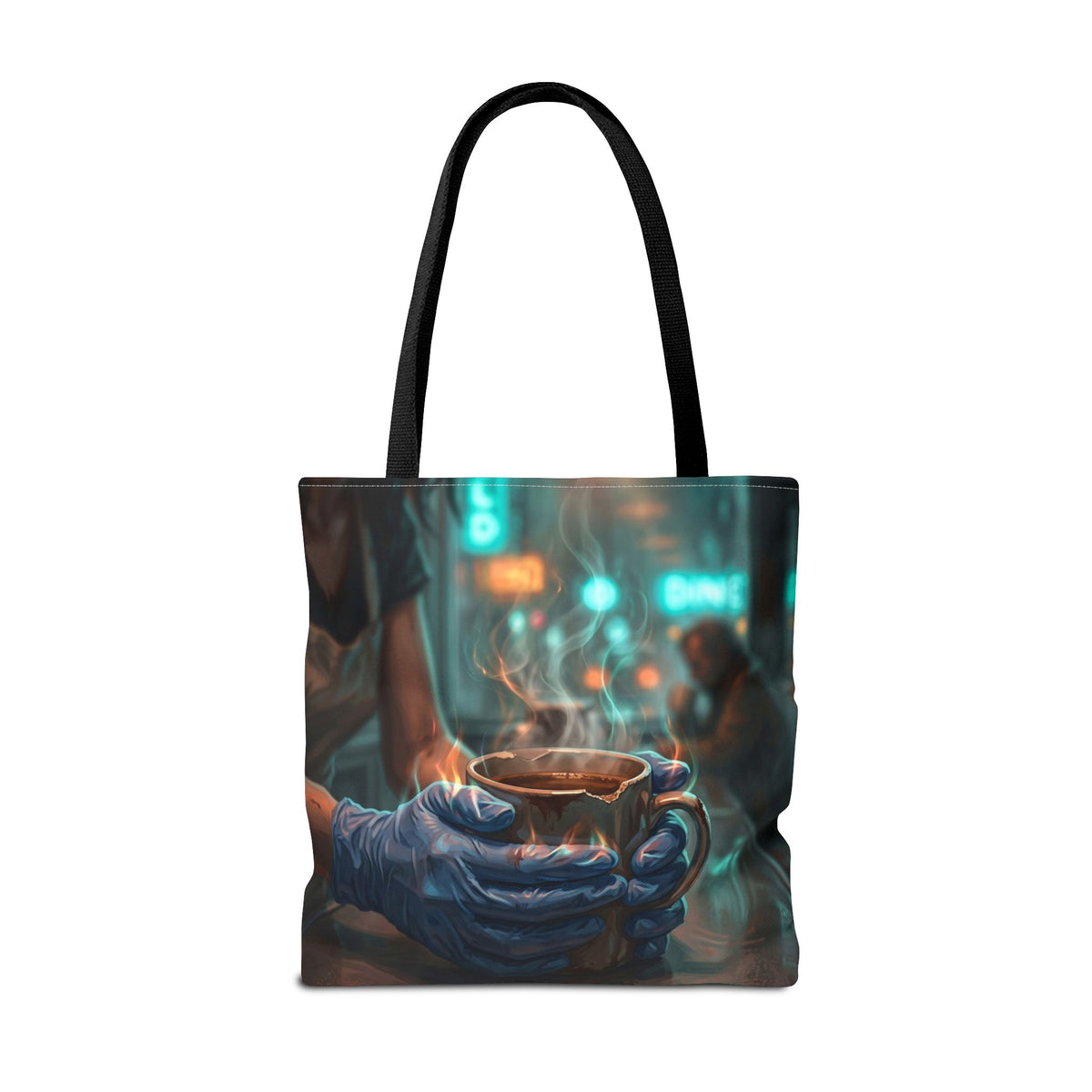 Cold Hands Warm Cup Tote Bag - Cozy Noir Diner Book Bag