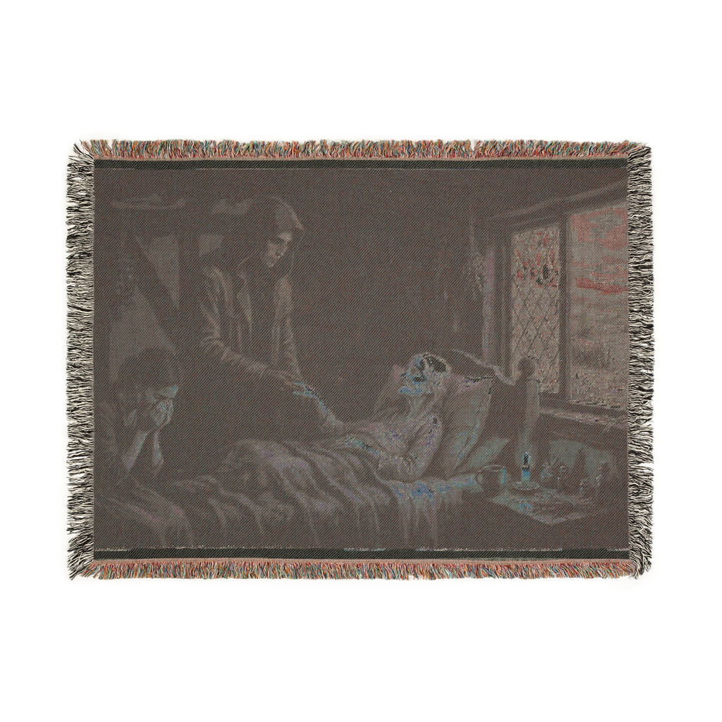 Candlelit Victorian Woven Blanket — Gothic Literary Throw