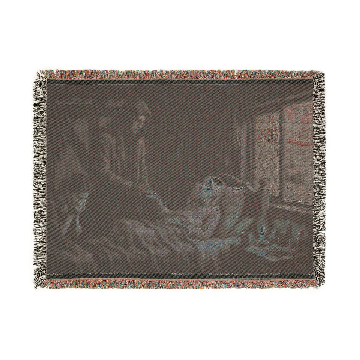 Candlelit Victorian Woven Blanket — Gothic Literary Throw