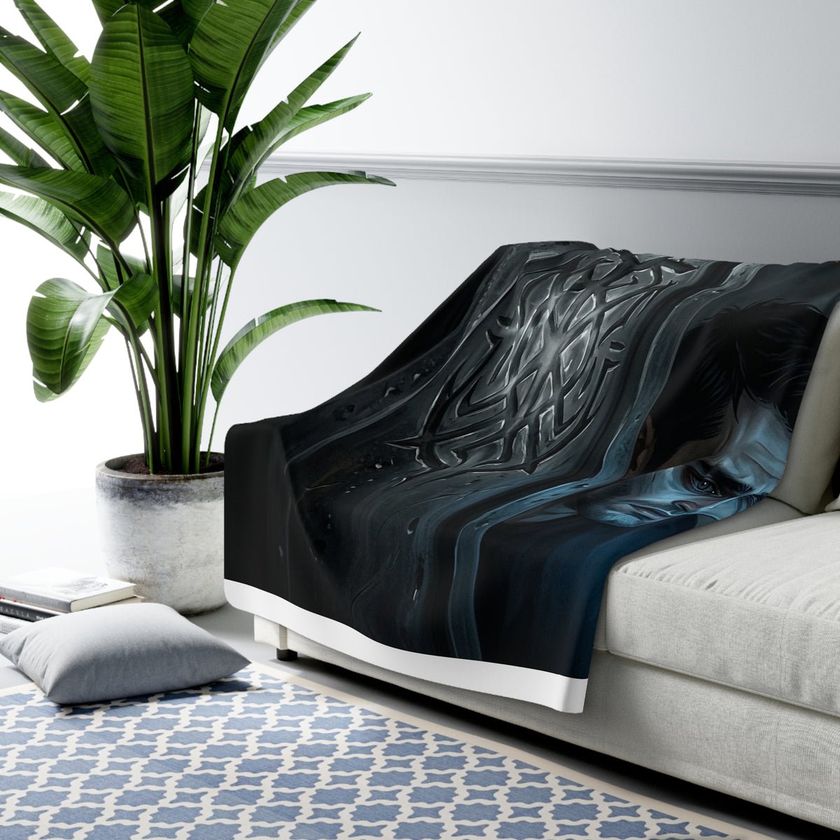 The Ward Mark Sherpa Fleece Blanket - Gothic Rune Sigil Throw