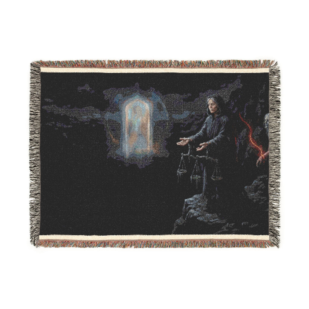 Gothic Tarot Woven Blanket — Mystic Doorway & Seer Throw