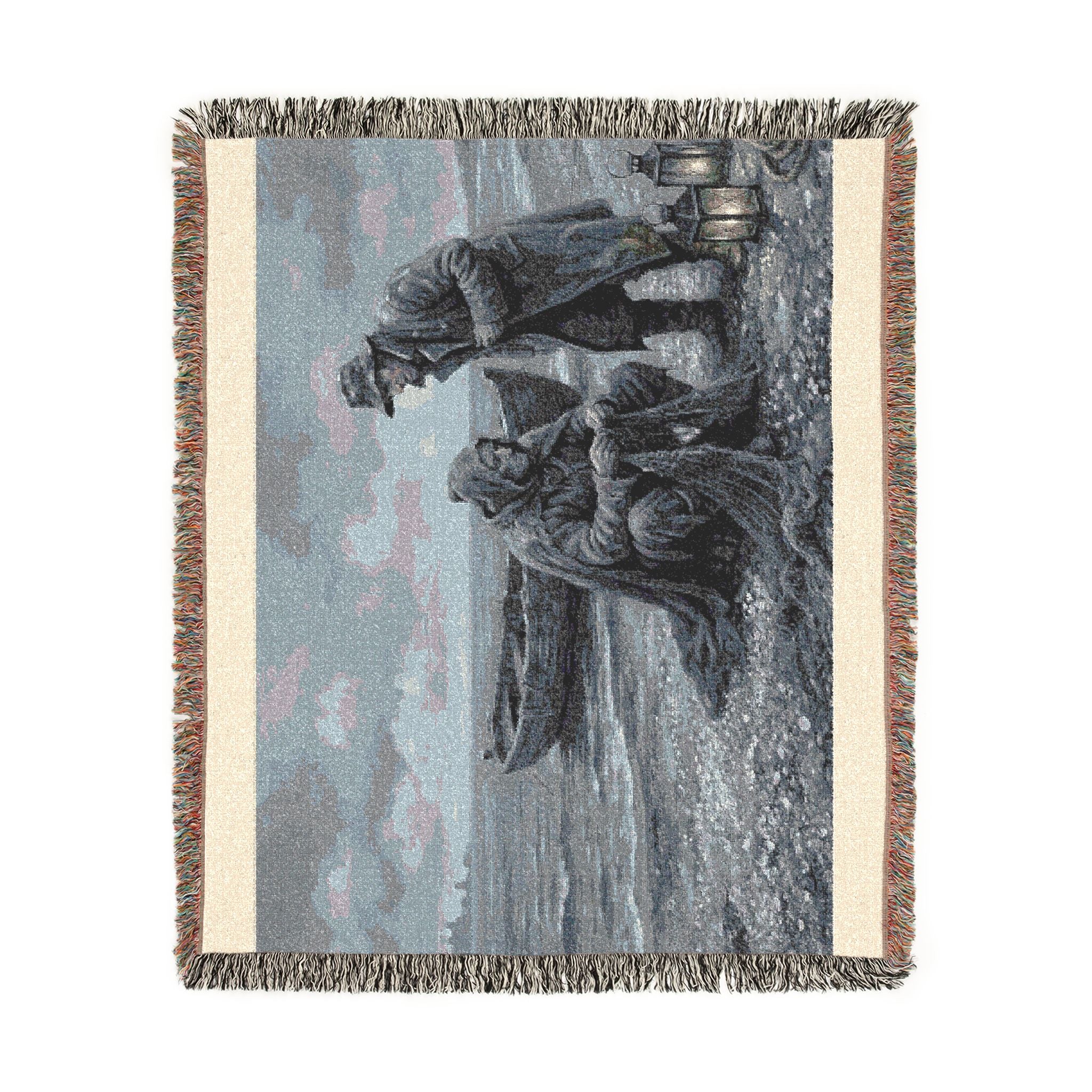 Coastal Fishermen Woven Throw Blanket — Vintage Seaside Nautical Decor