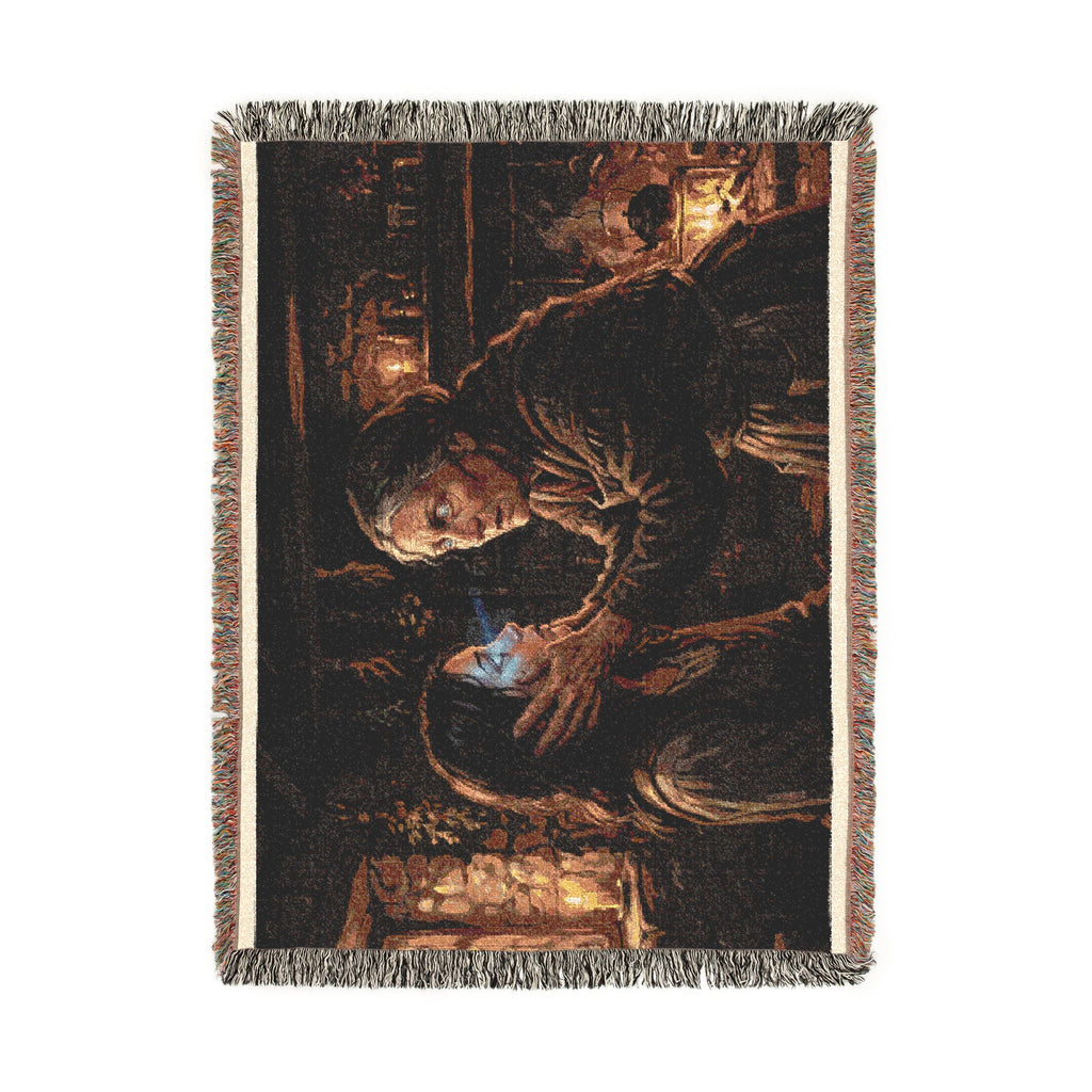 Candlelit Study Woven Blanket — Gothic Occult Reading Throw