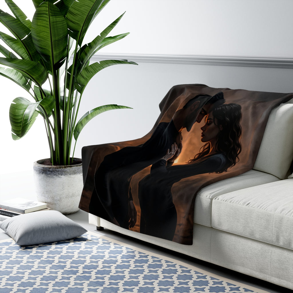 Two Shadows One Flame Sherpa Fleece Blanket - Dark Romance Couple Throw