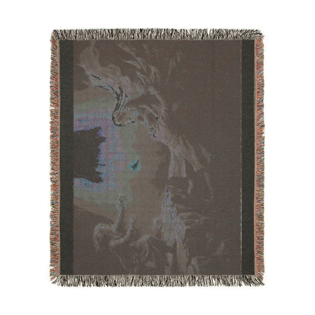 Celestial Embrace Woven Blanket — Ethereal Angels Golden Sky Throw