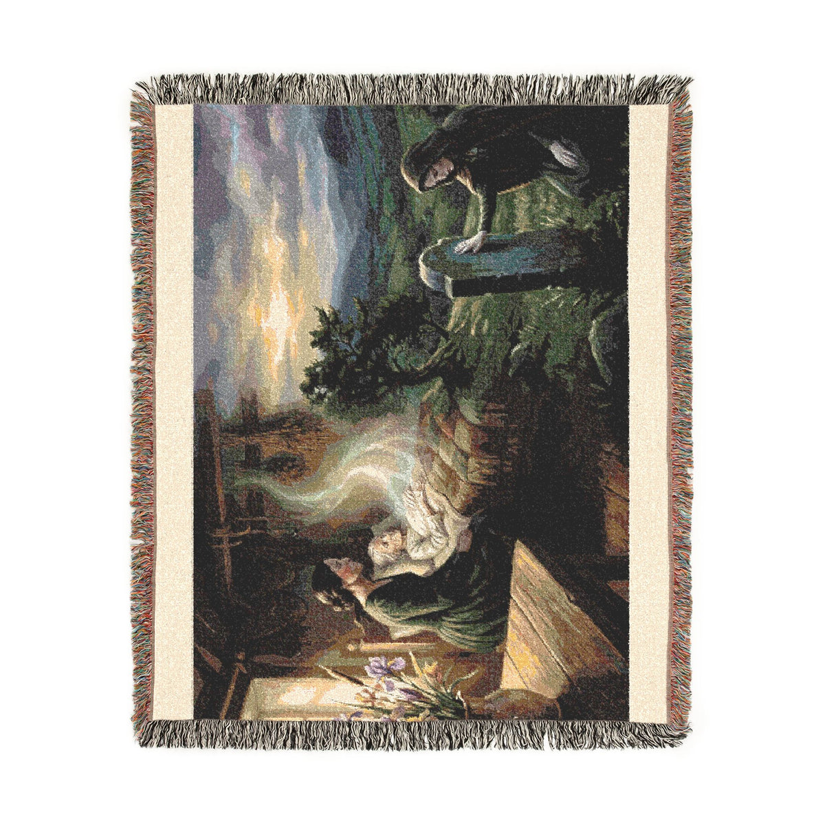 Nativity Scene Woven Throw Blanket — Classic Christmas Religious Home Decor