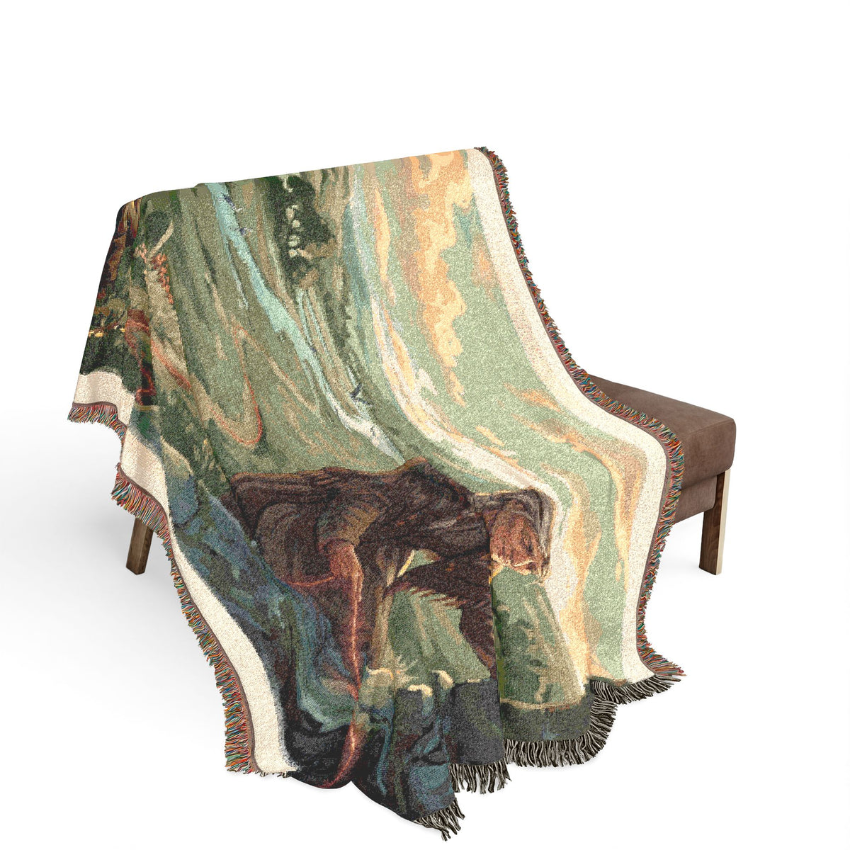 Pastoral Landscape Woven Blanket — Religious Countryside Throw
