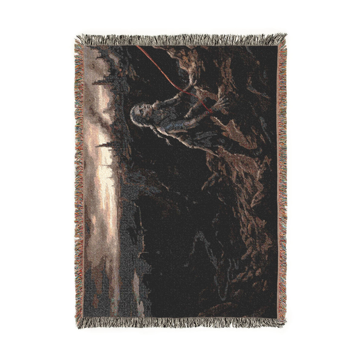 Viking Fisherman Woven Blanket – Norse Coastal Landscape Throw