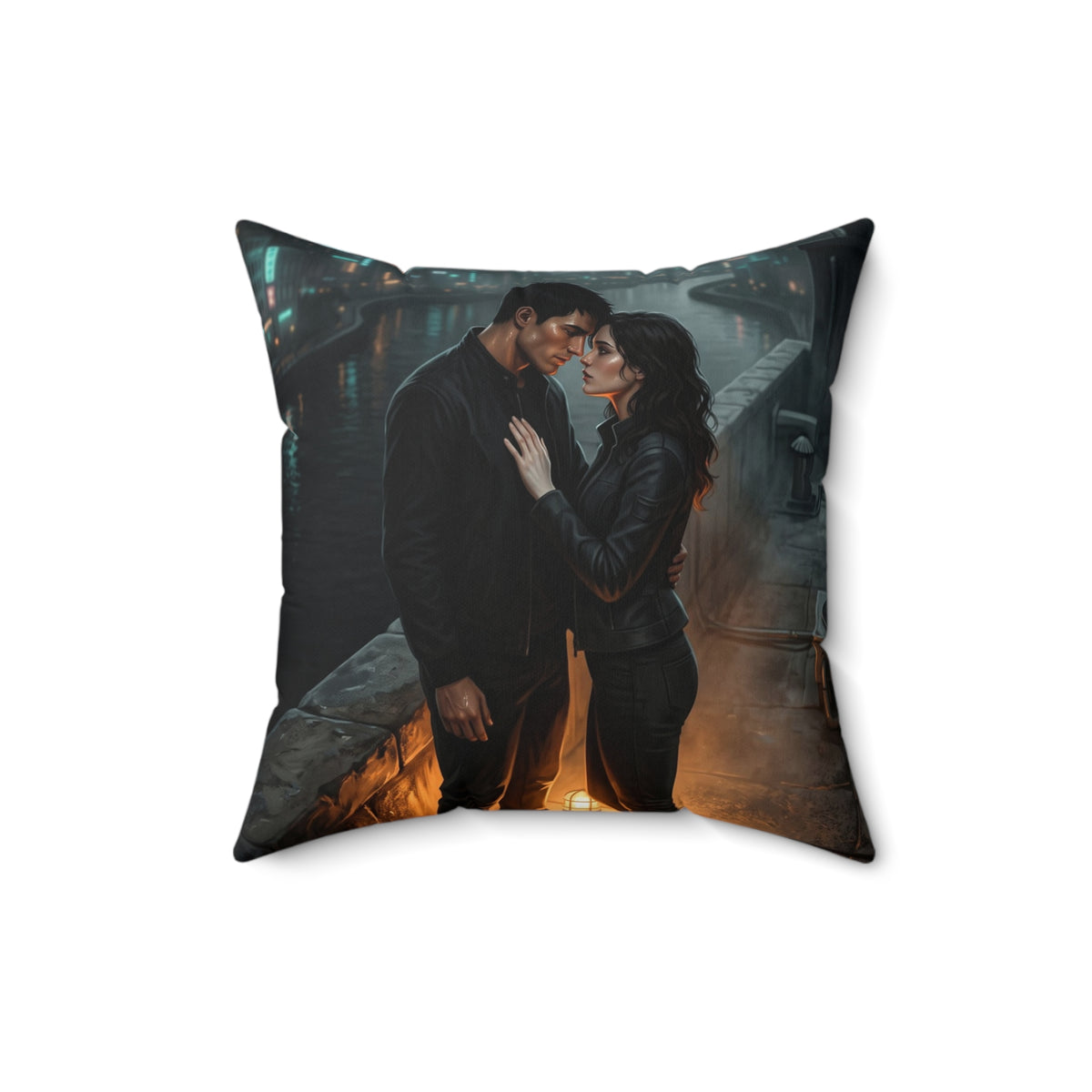 Rooftop Vow Throw Pillow - Dark Fantasy Romance Accent Cushion