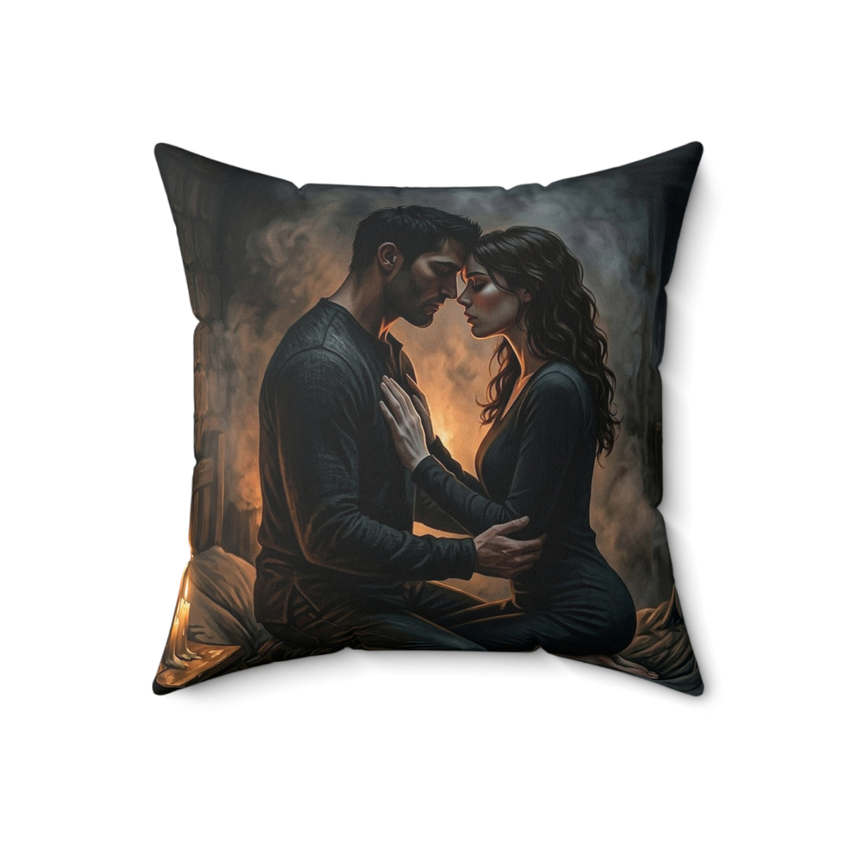 True Name Throw Pillow - Candlelit Dark Romance Accent Cushion