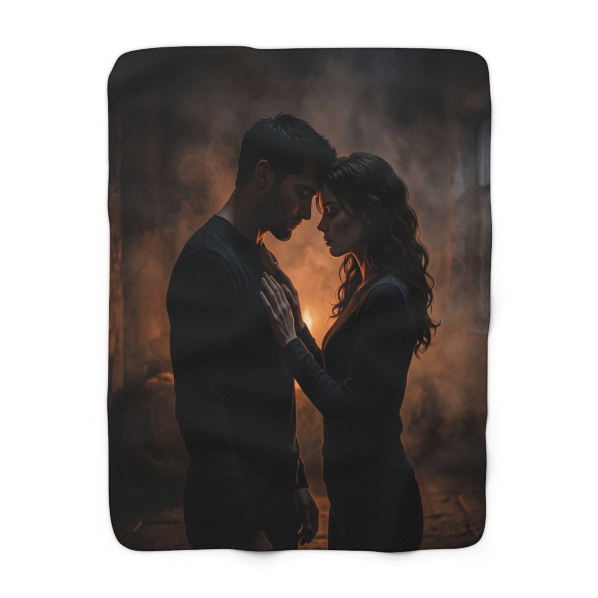 Two Shadows One Flame Sherpa Fleece Blanket - Dark Romance Couple Throw