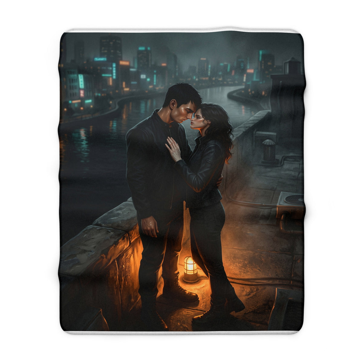 Rooftop Vow Sherpa Fleece Blanket - Dark Fantasy Romance Lovers Throw