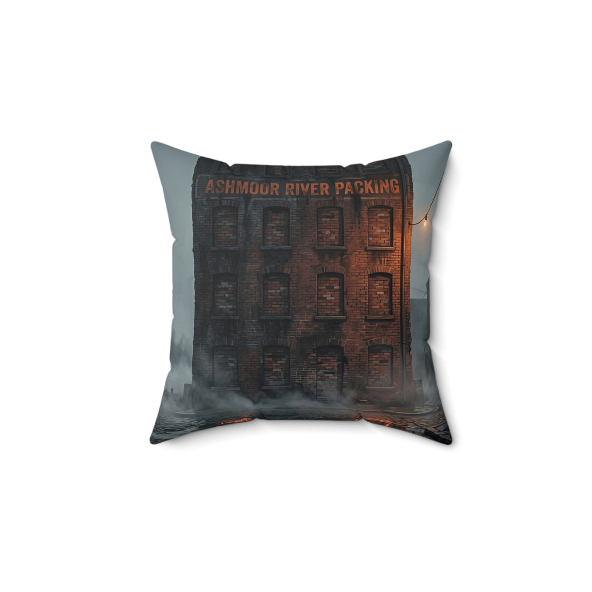 Ashmoor River Packing Throw Pillow - Gothic Industrial Accent Cushion