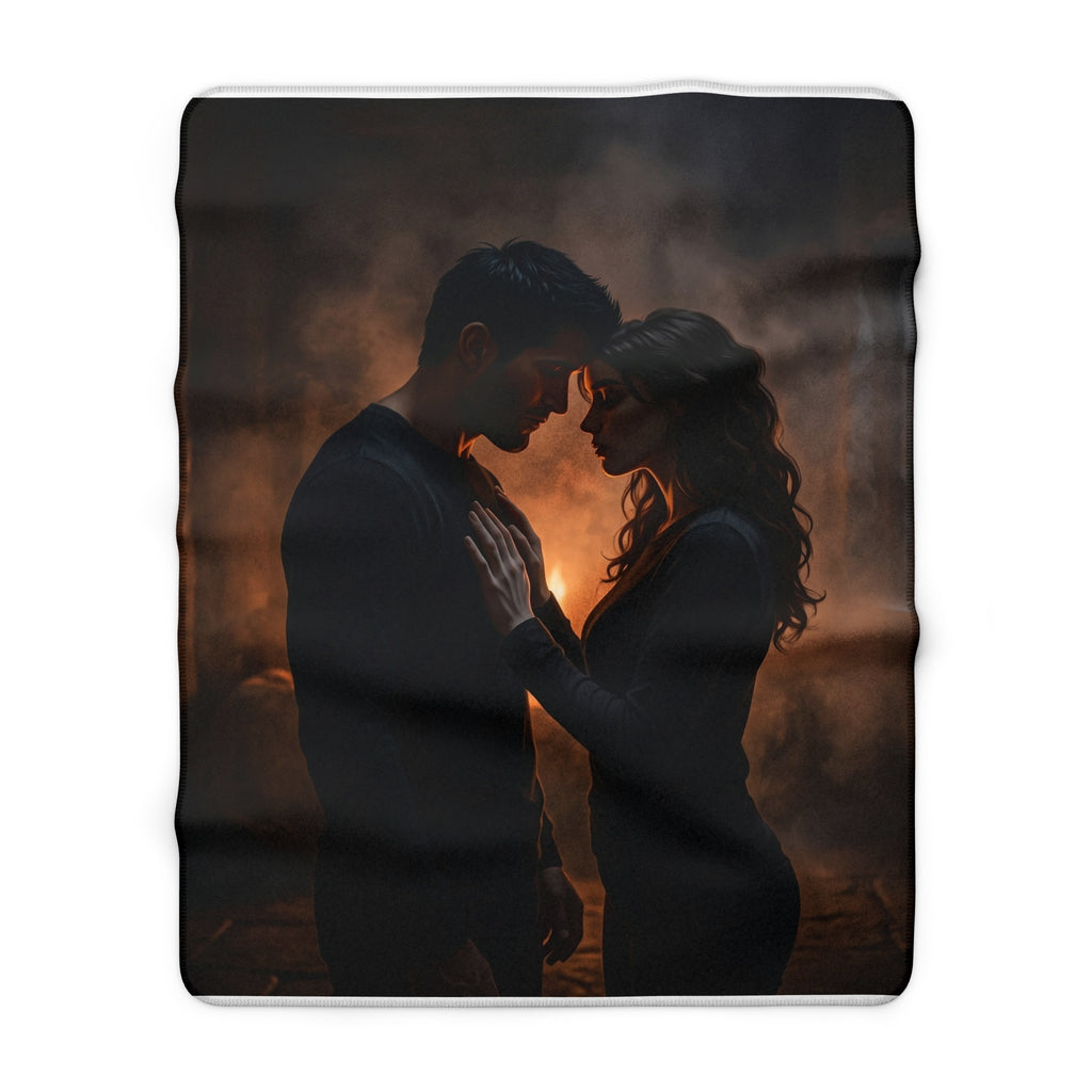 Two Shadows One Flame Sherpa Fleece Blanket - Dark Romance Couple Throw