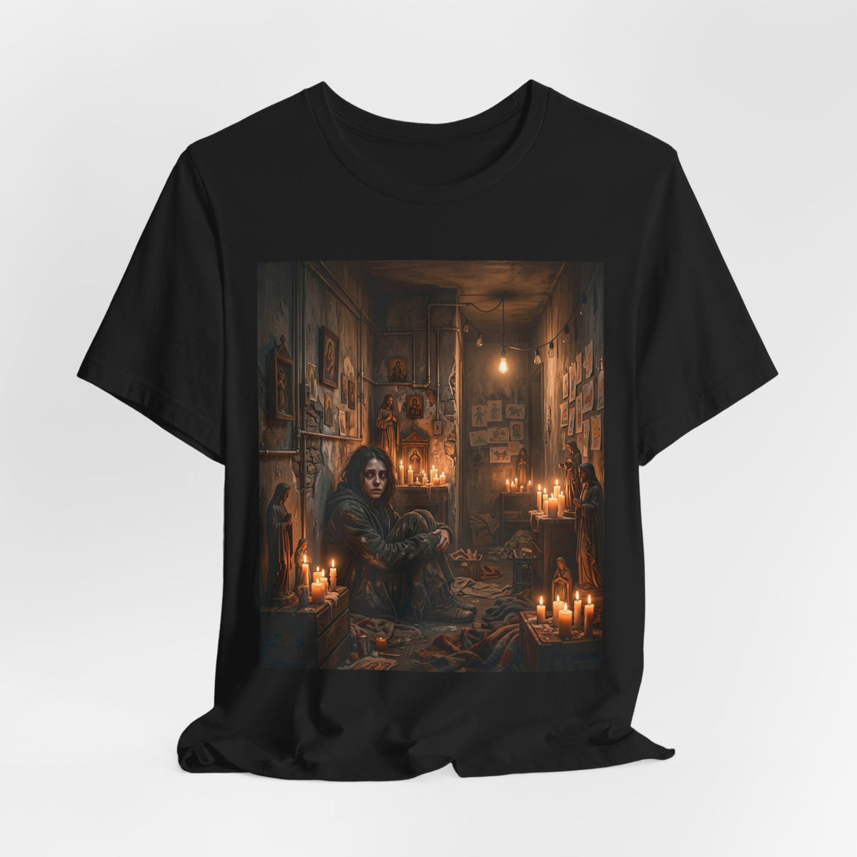 Candlelit Vigil T-Shirt - Gothic Shrine Bookish Tee