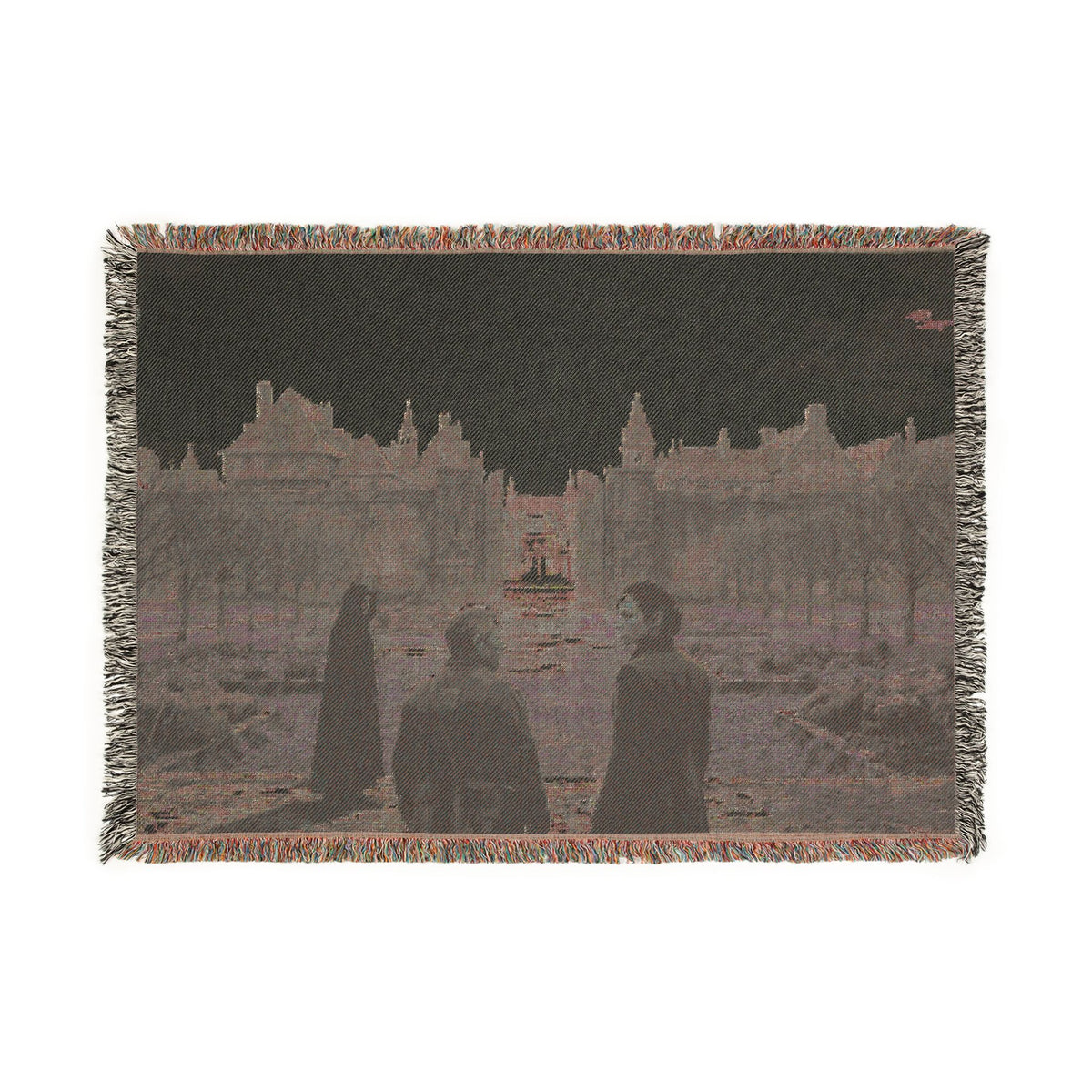 Gothic Castle Scene Woven Blanket — Vintage Travelers Tapestry Throw