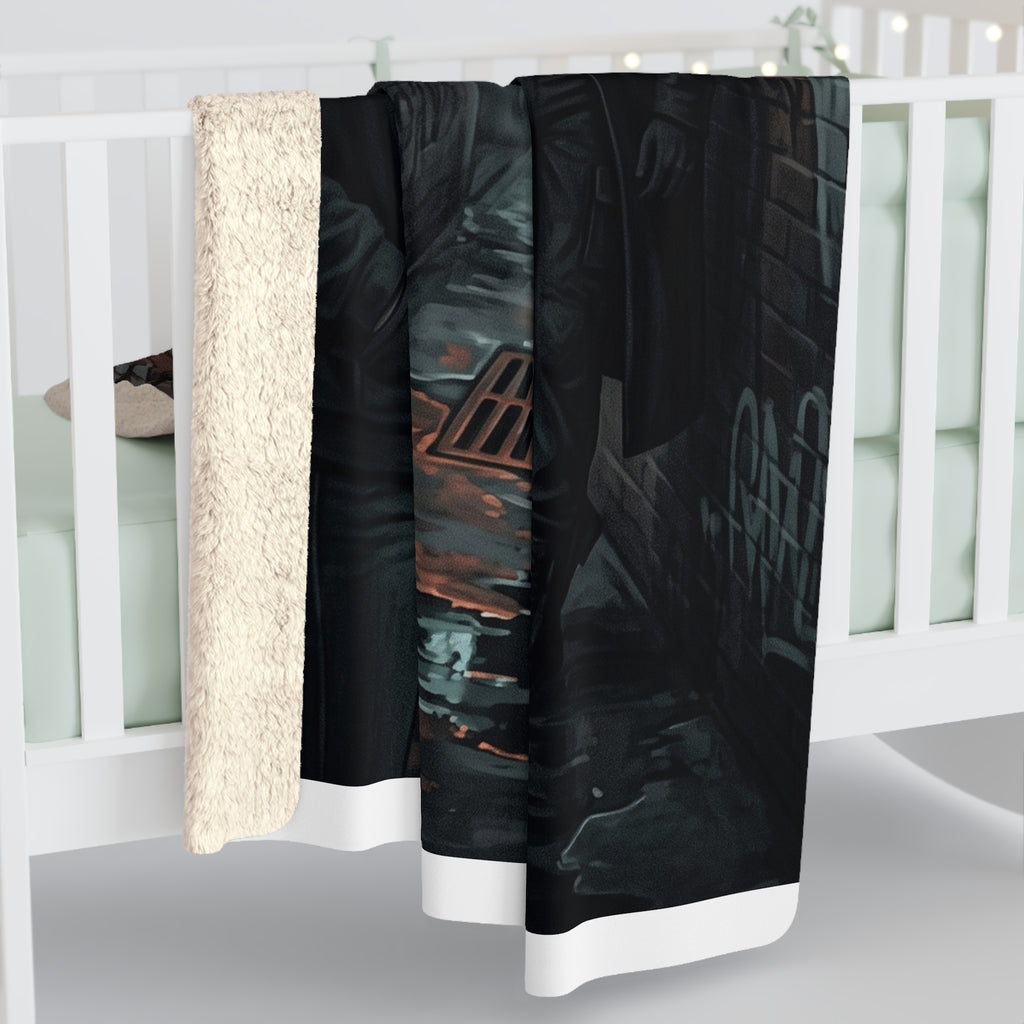 The Hunters Alley Sherpa Fleece Blanket - Neon Noir Dark Romance Throw