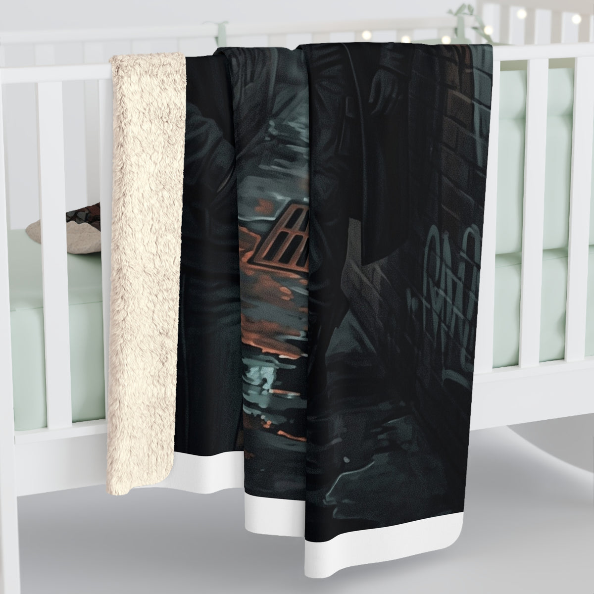 The Hunters Alley Sherpa Fleece Blanket - Neon Noir Dark Romance Throw