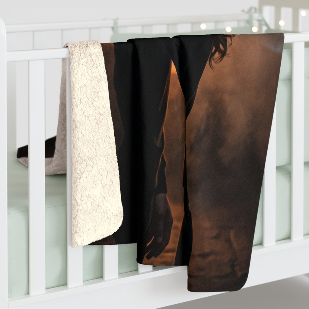 Two Shadows One Flame Sherpa Fleece Blanket - Dark Romance Couple Throw