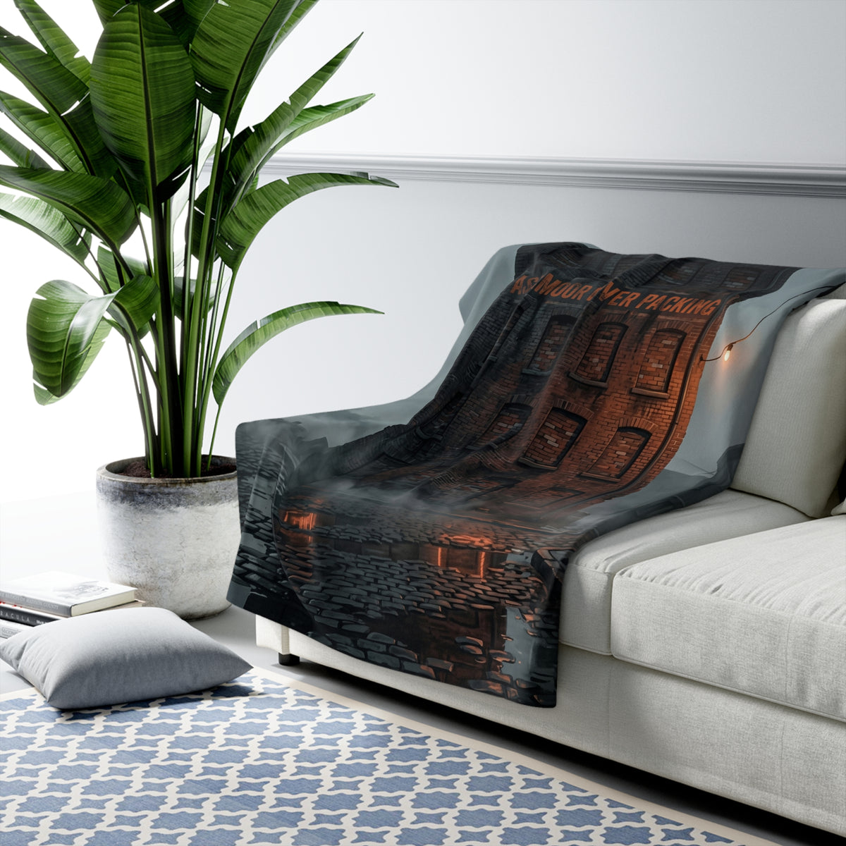 Ashmoor River Packing Sherpa Fleece Blanket - Gothic Industrial Throw