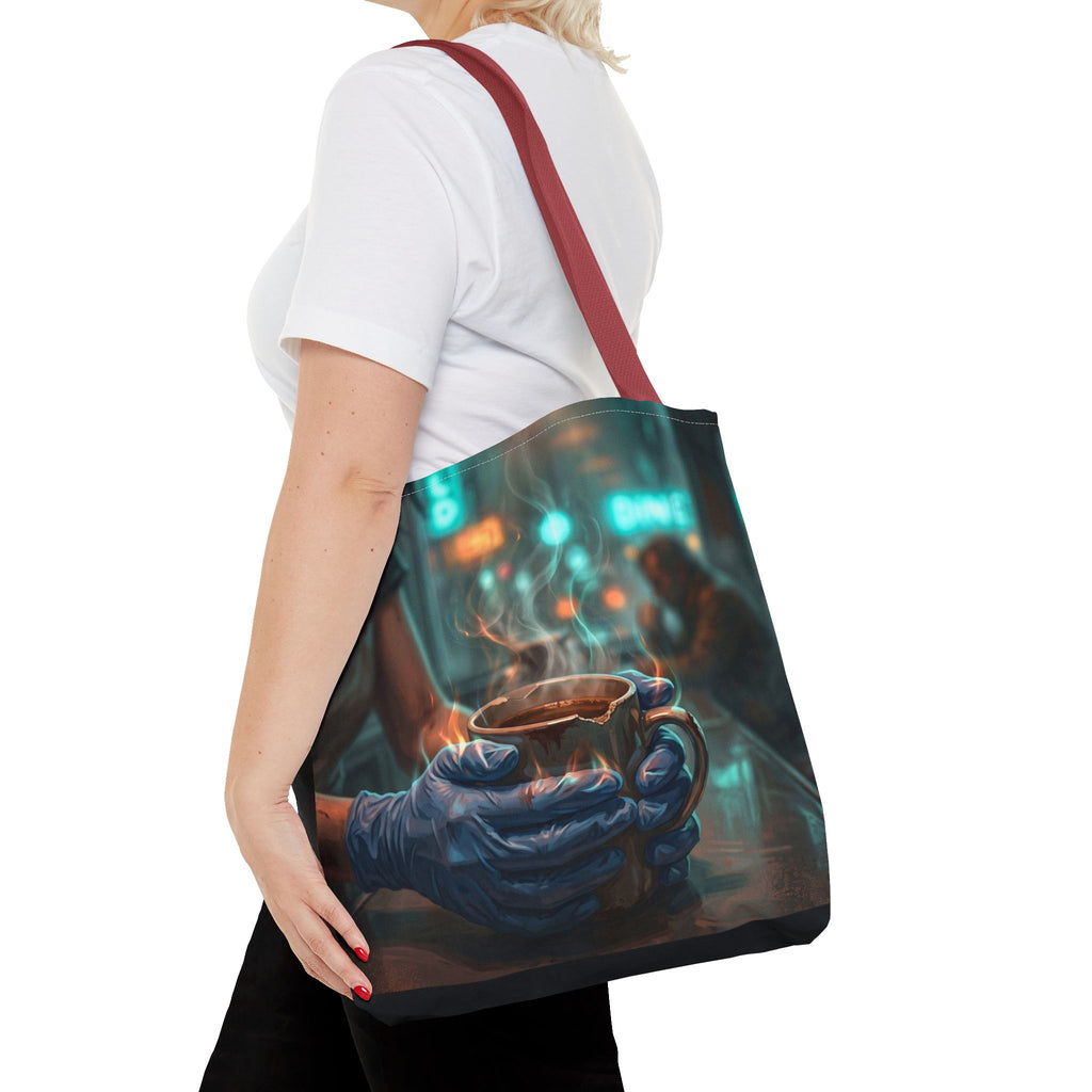 Cold Hands Warm Cup Tote Bag - Cozy Noir Diner Book Bag